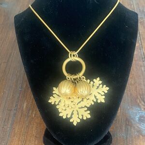 Vintage Gold Snowflake Charm Necklace